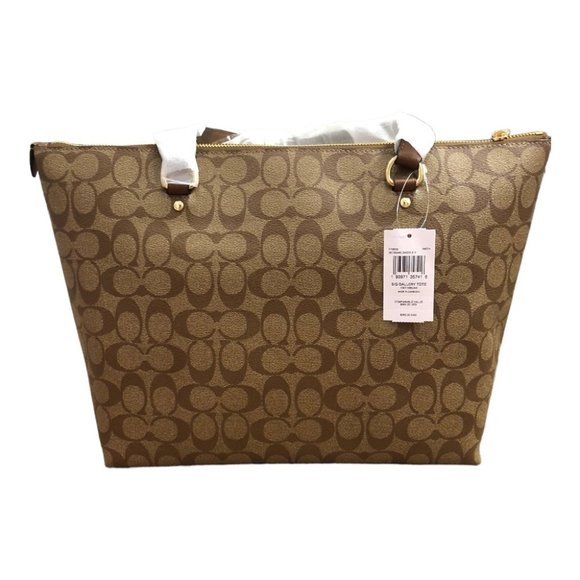NWT Authentic COACH Signature Gallery Shoulder Tote Bag Khaki/Brown/Beige/Tan - Picture 9 of 14